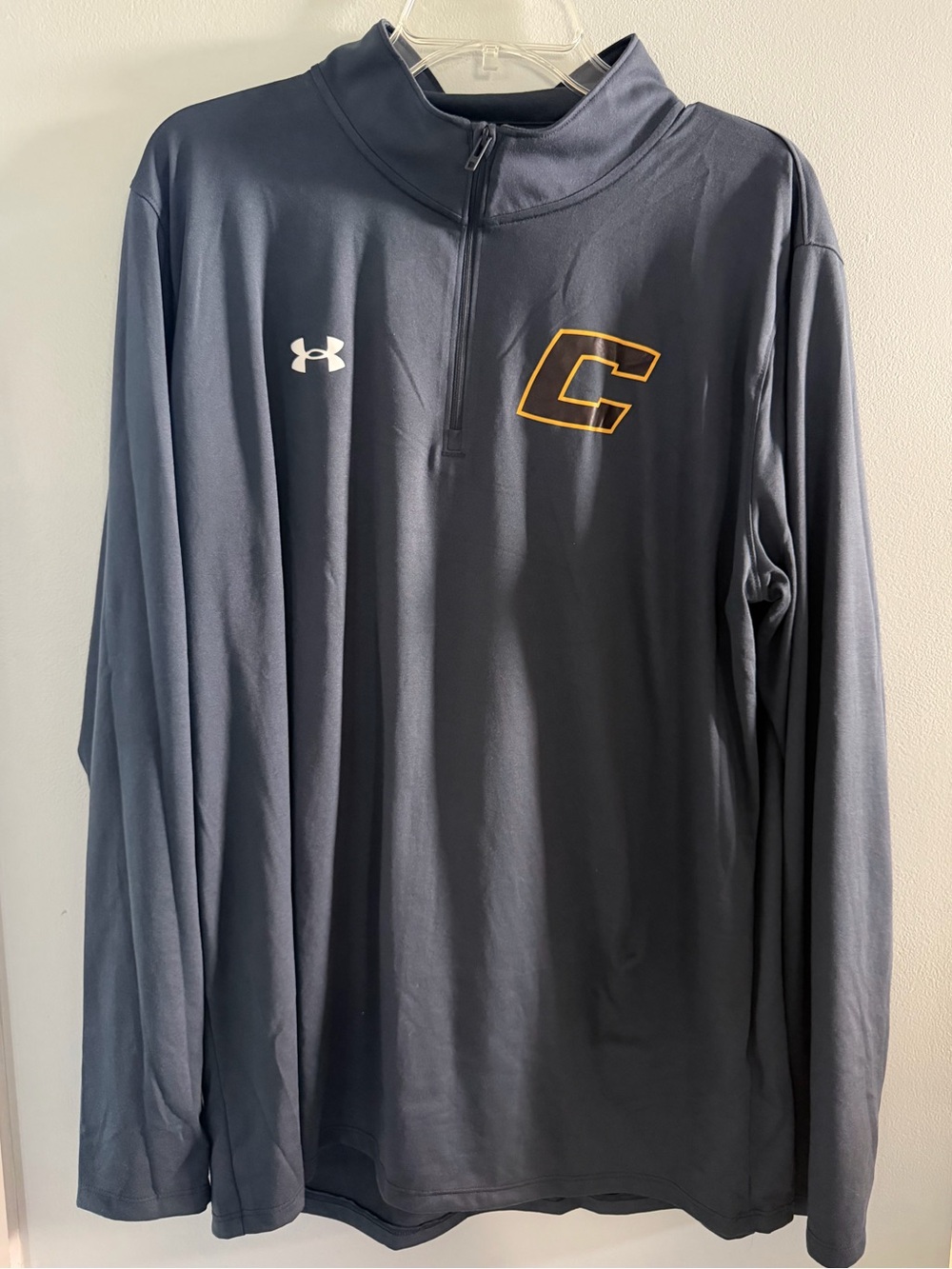 Under Armour Dark Gray Quarter-Zip Performance Pullover with Gold 'C' Logo